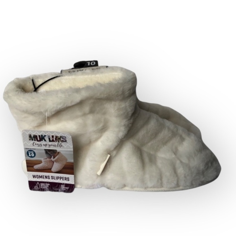 Muk Luks Slippers Womens Size 10 White Slip On New Ankle Booties